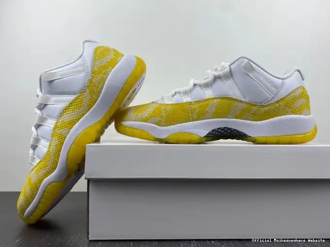 Official Maikesneakers AH7860-107 11 WMNS Low Air Snakeskin Yellow Jordan 0402